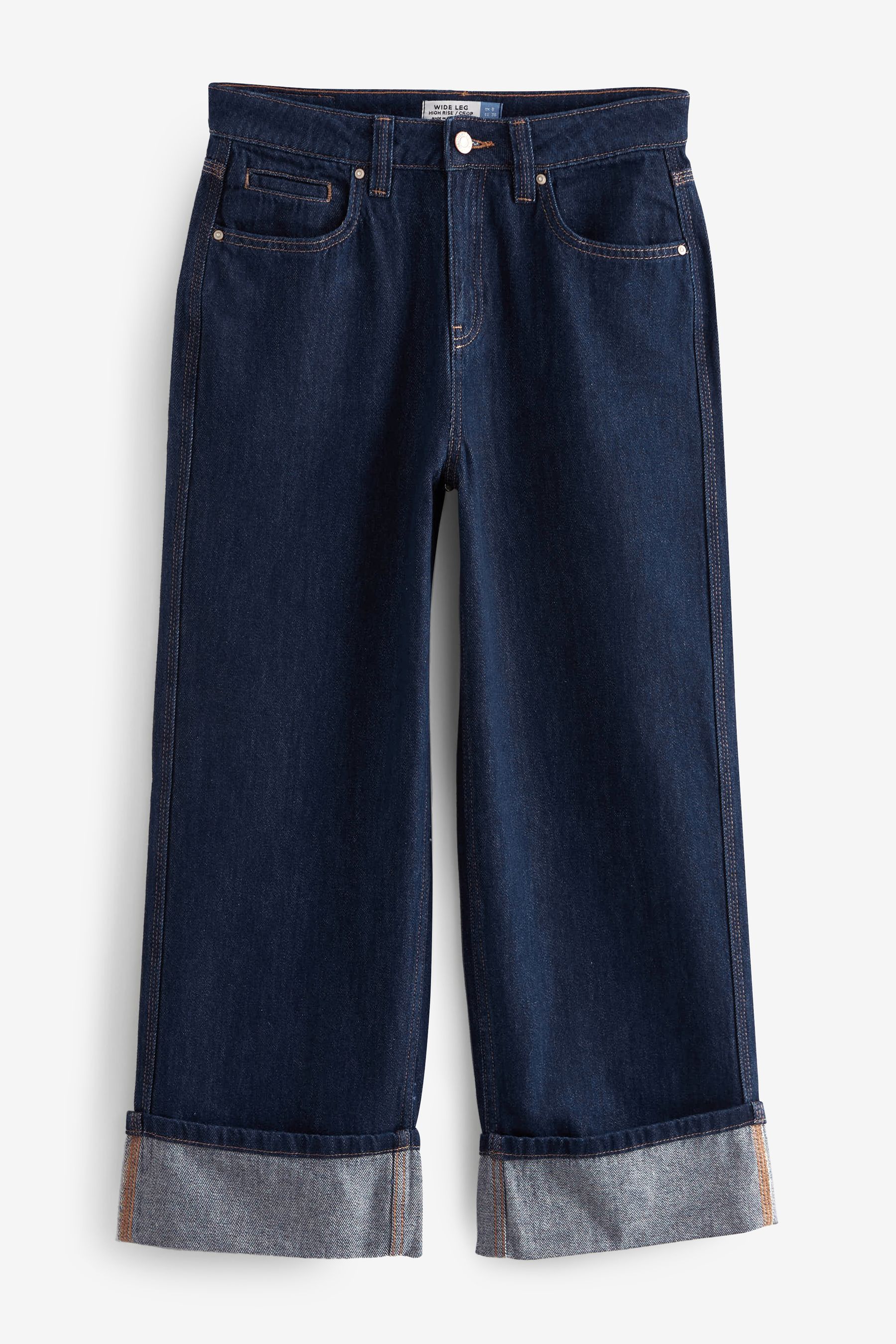 Cropped jeans with turn ups deals