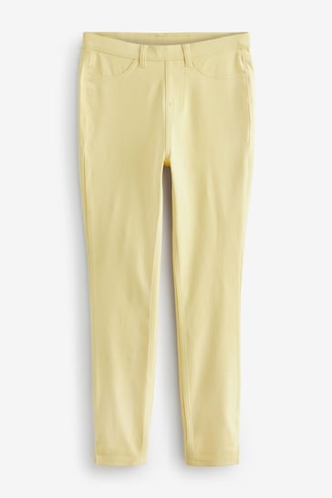 Yellow Cropped Denim Jersey Leggings