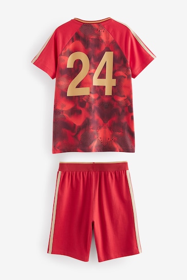 Red/Gold Spain Single Short Pyjamas (4-14yrs)