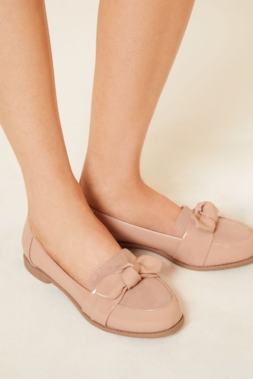 Friends Like These Nude Pink Patent and Faux Suede Bow Loafer