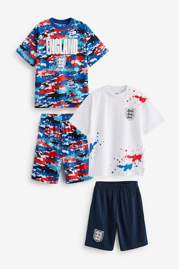 Red/White/Navy England FC Short Pyjamas 2 Pack (3-16yrs)