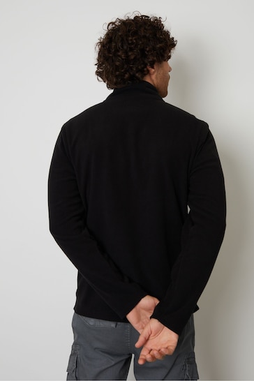 Threadbare Black 1/4 Zip Fleece Sweatshirt