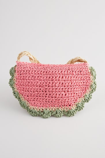 Pink Strawberry Straw Bag