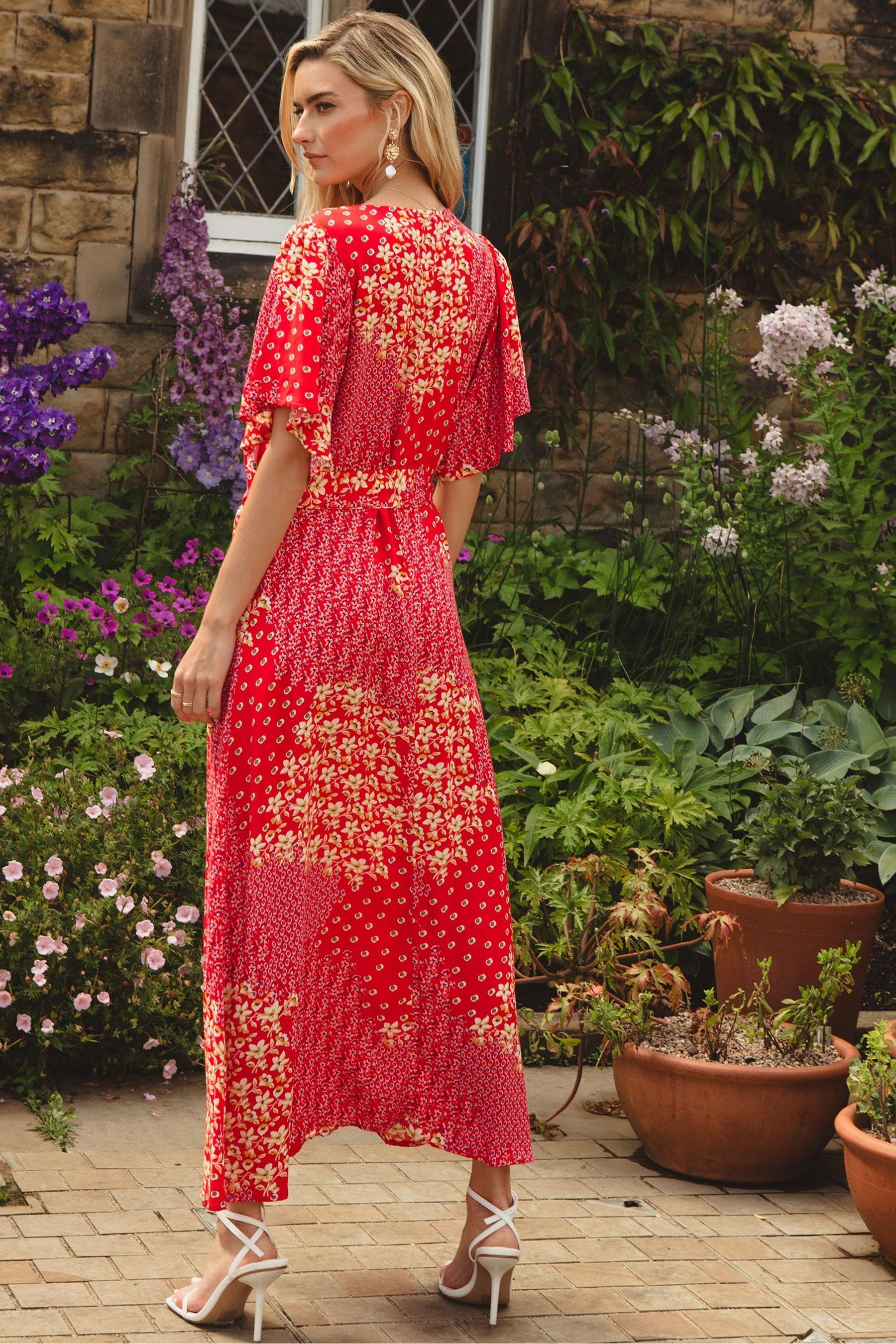 Red button shop down midi dress