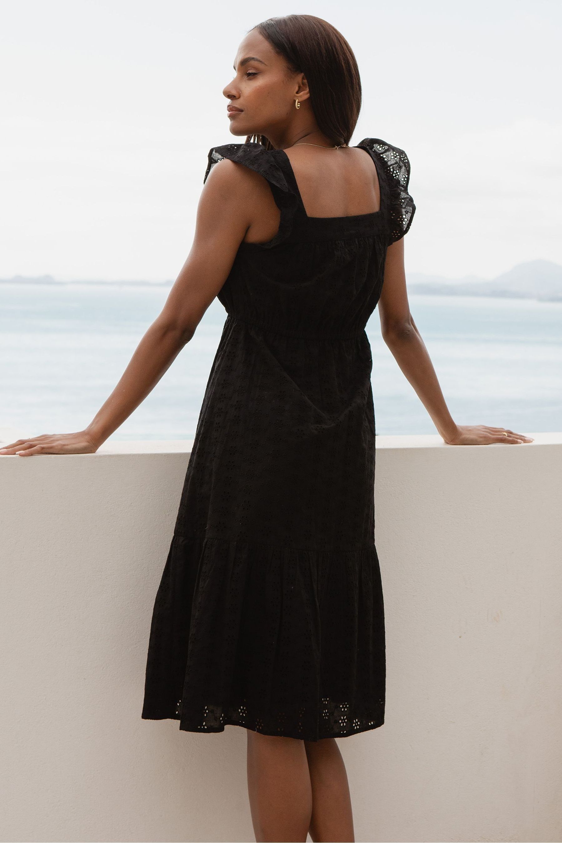 Black broderie anglaise smock dress cheap