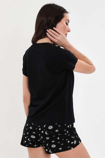 Threadbare Black Cotton Pyjama Short Set