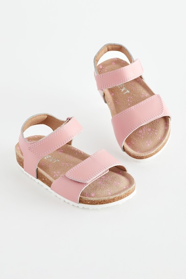 Pink Standard Fit (F) Leather Corkbed Sandals