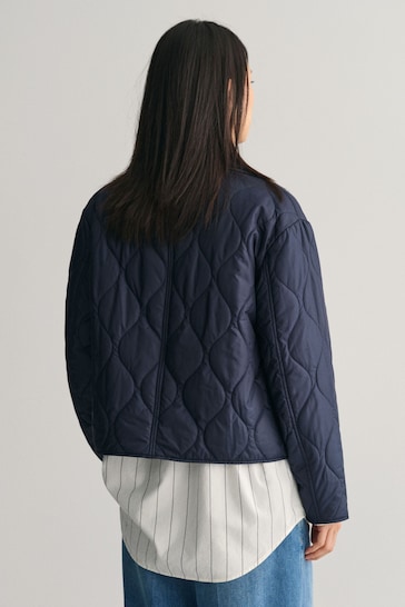 GANT Blue Collared Quilted Water Repellent Jacket