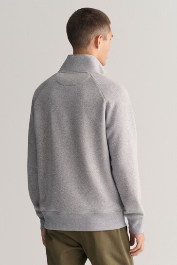 GANT Grey Arch Graphic Half Zip Sweatshirt