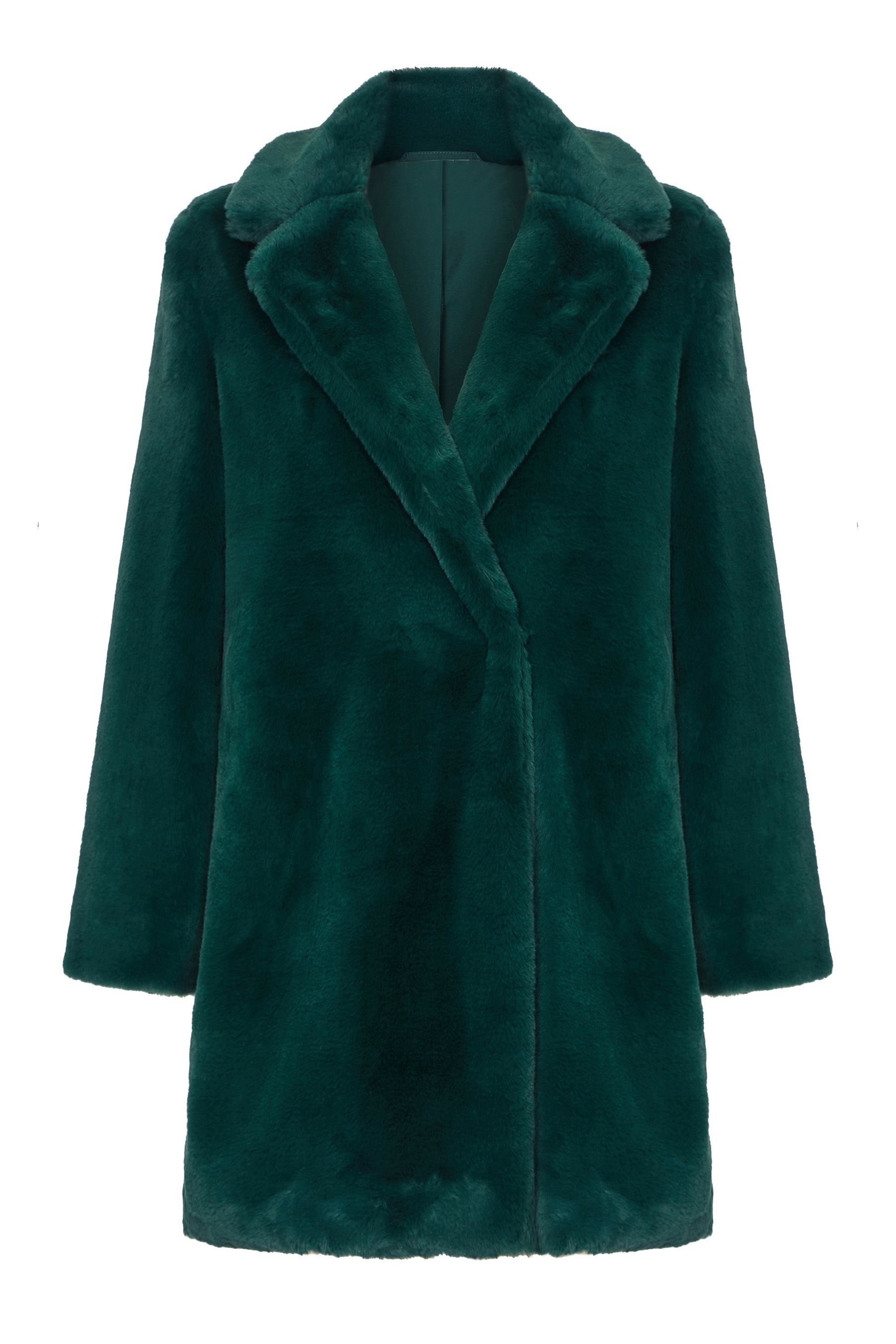 Buy Yumi Forest Green Faux Fur Coat from the Next UK online shop