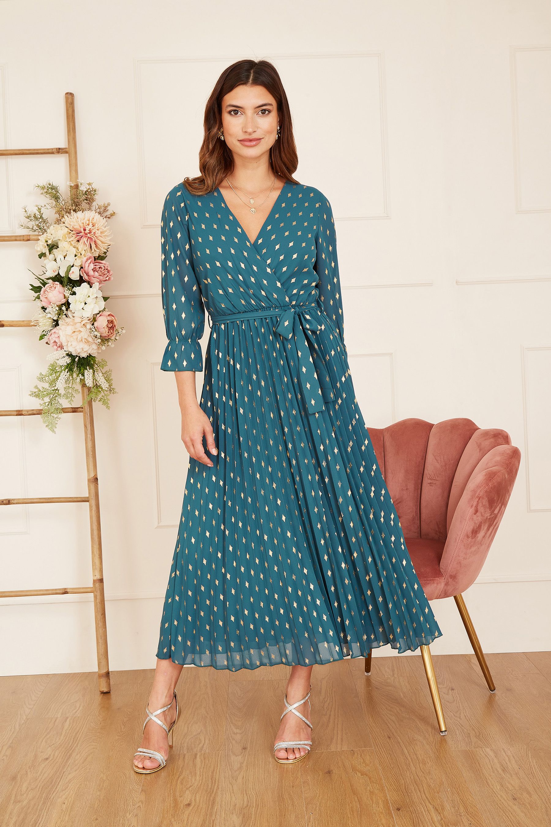 Teal blue midi dress 2025