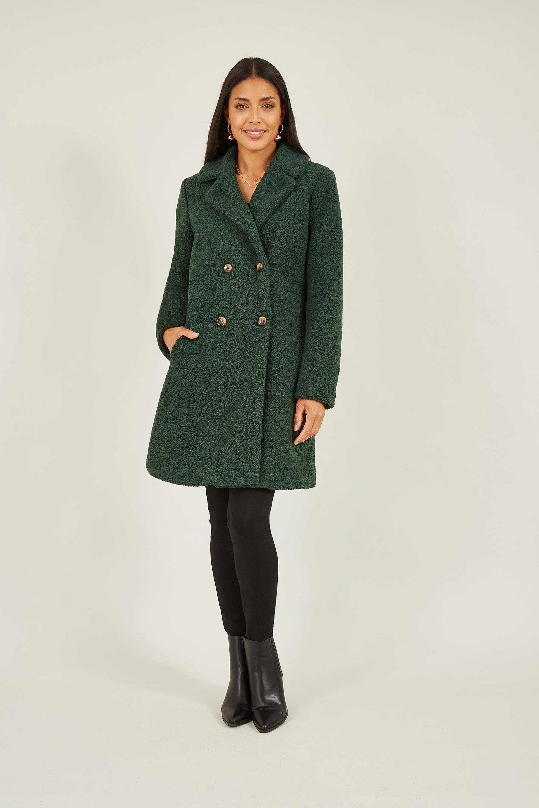 Yumi Green Teddy Bear Coat