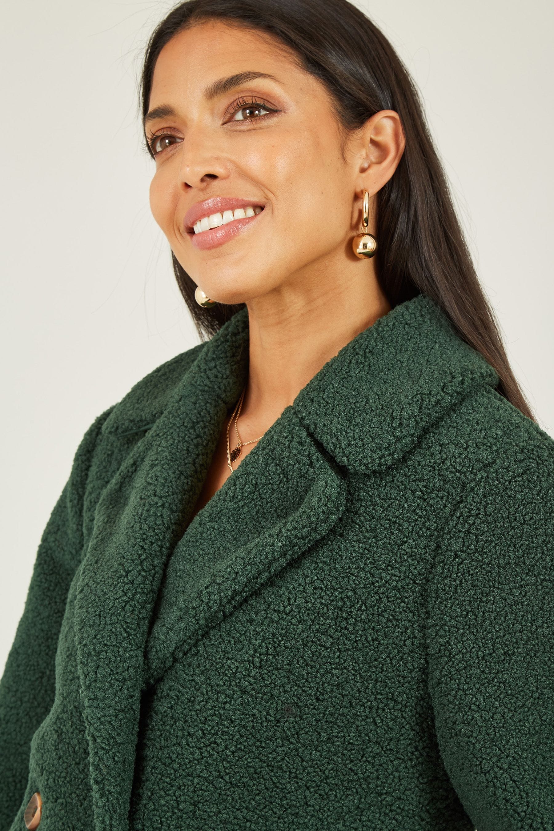 Dark green teddy coat sales