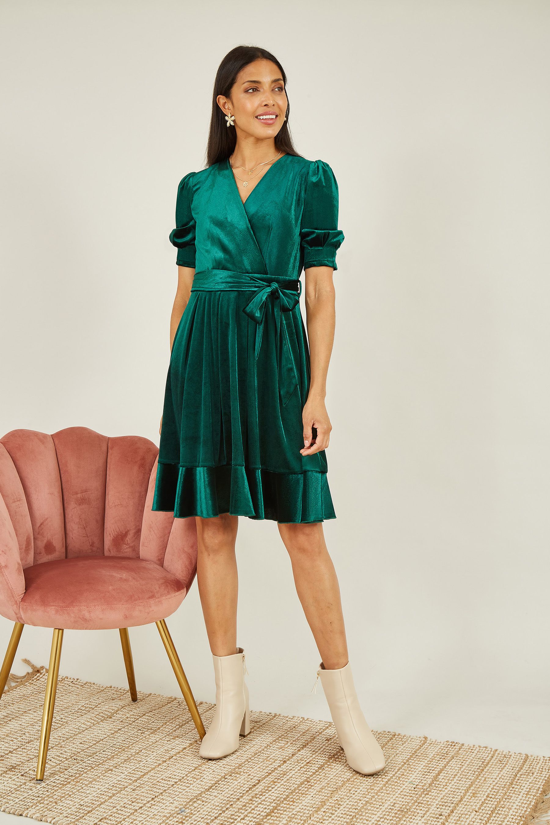Green velvet sales wrap dress uk
