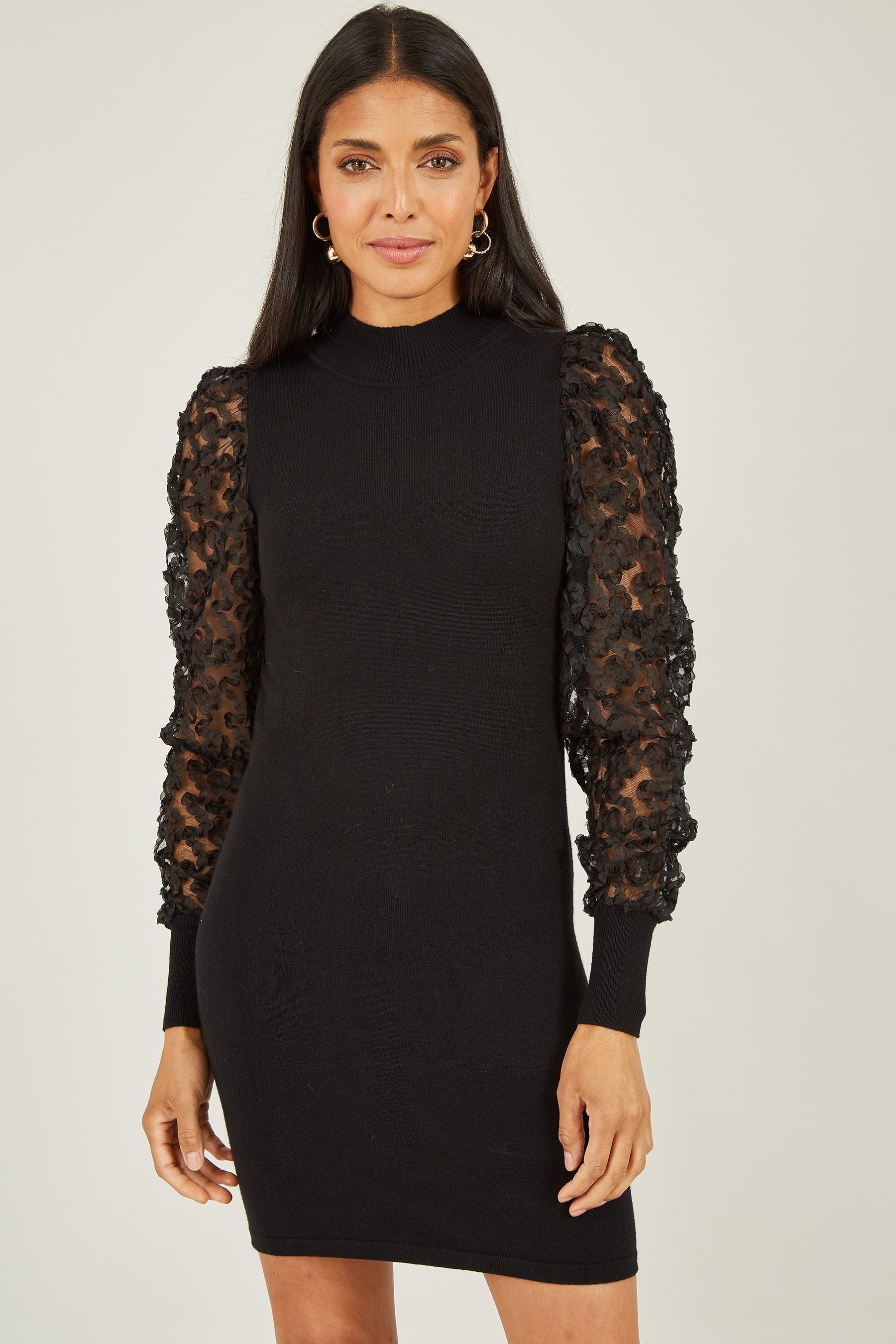 Mela black high neck lace maxi dress store
