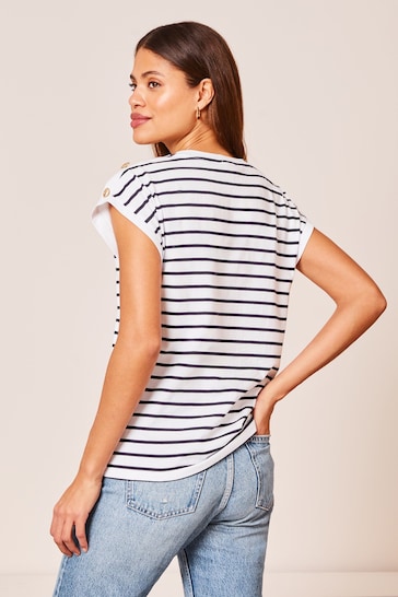 Lipsy Navy/White stripe Round Neck T-Shirt