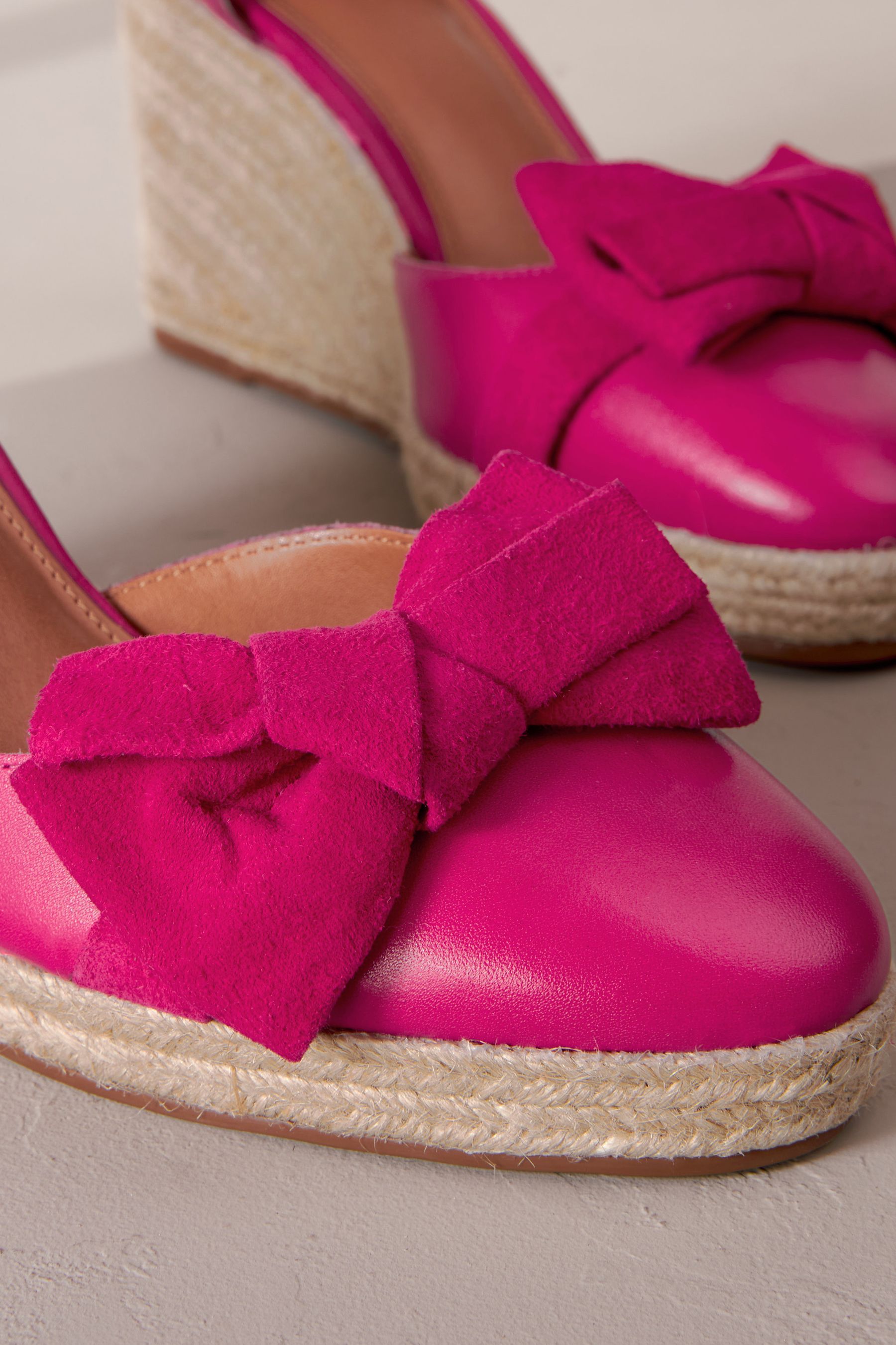 Buy Pink Signature Leather Closed Toe Bow Wedges from the Next UK