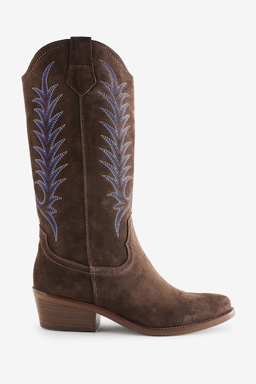 Penelope Chilvers Goldie Embroidered Cowboy Brown Boots