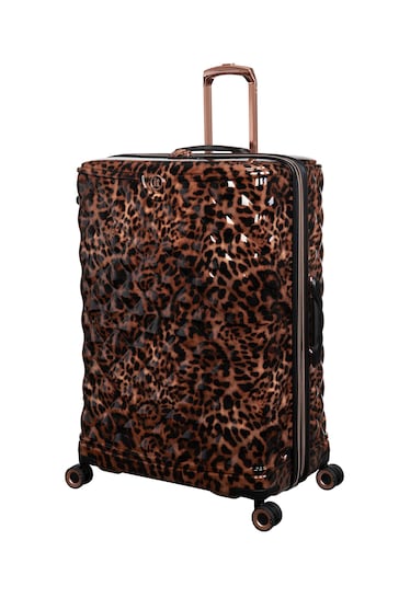 IT Luggage Brown Indulging Leopard Print Large Suitcase