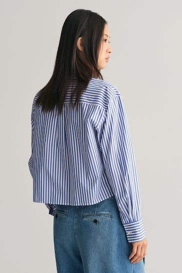 GANT Blue Relaxed Fit Cropped Striped Shirt