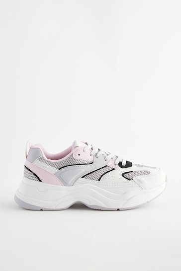 Pink/Grey Forever Comfort® Chunky Sole Lace Up Trainers