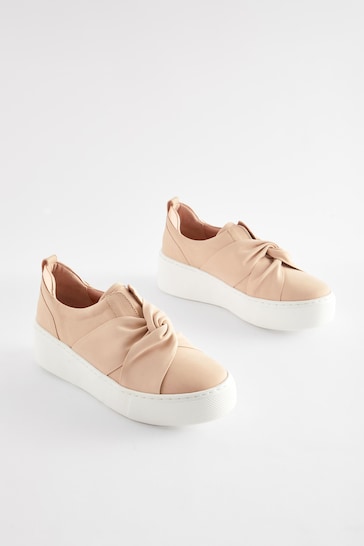 Nude Signature Forever Comfort® Leather Chunky Wedges Platform Trainers