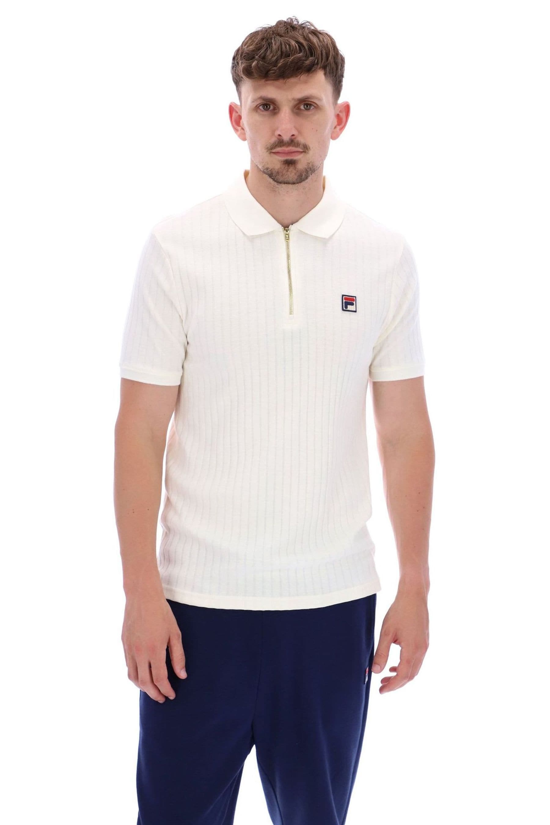 Buy Fila Cream Rufus Texture Stripe Polo Shirt from the Next UK