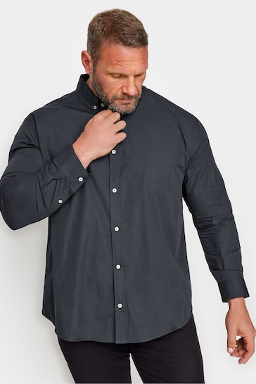 BadRhino Big & Tall Navy Blue Long Sleeve Poplin Shirt