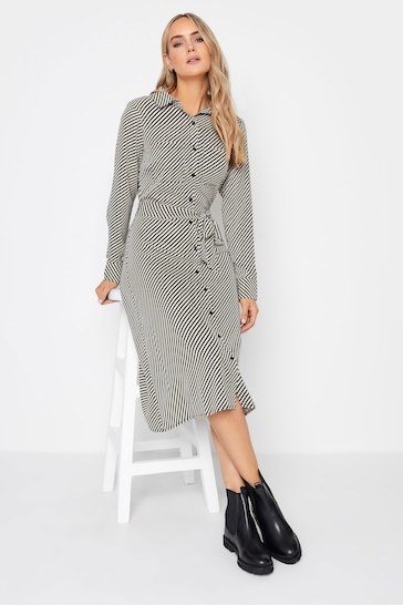 Long Tall Sally Grey Black Stripe Stripe Print Midi Shirt Dress