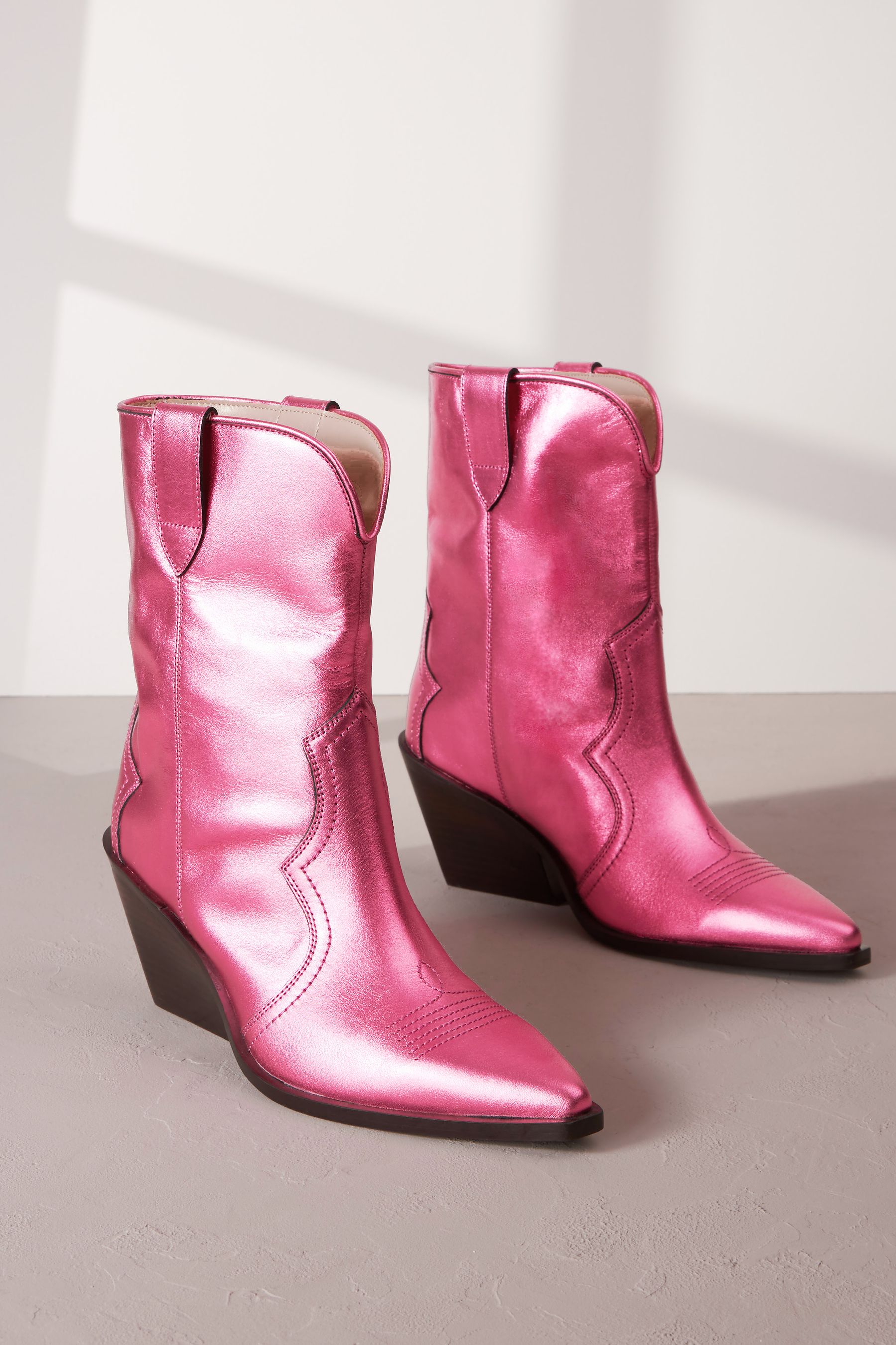 Buy Pink Metallic Signature Leather Forever Comfort Western