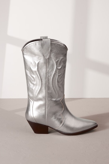 Silver Signature Leather Forever Comfort® Stitched Western Boots