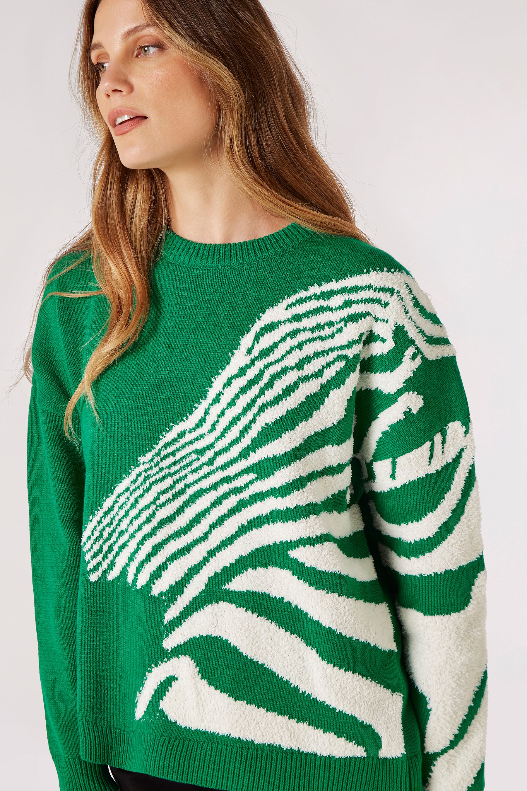 Buy Apricot Green Fuzzy Zebra Oversized Jumper from the Next UK online shop