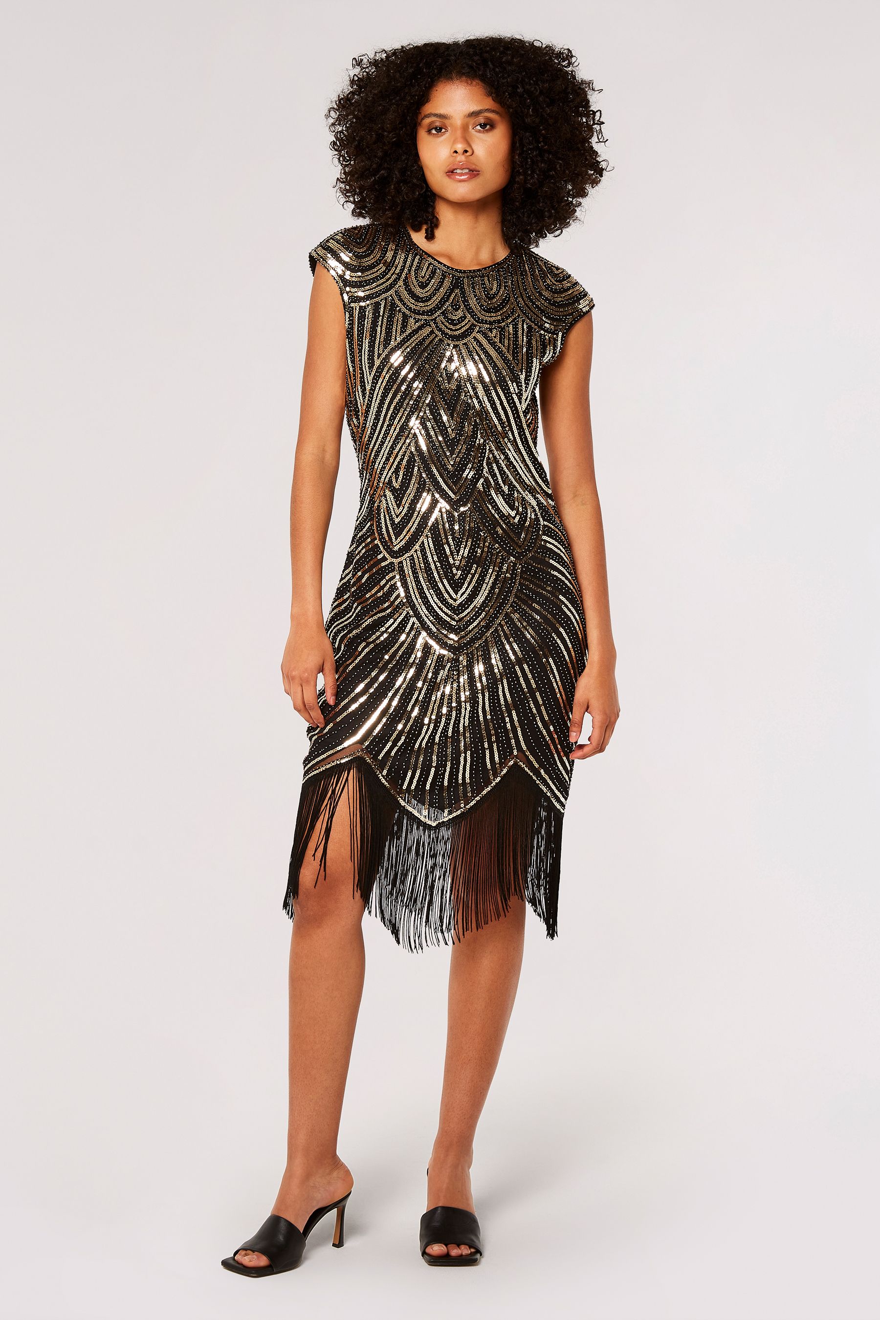 Black fringe hotsell dress uk