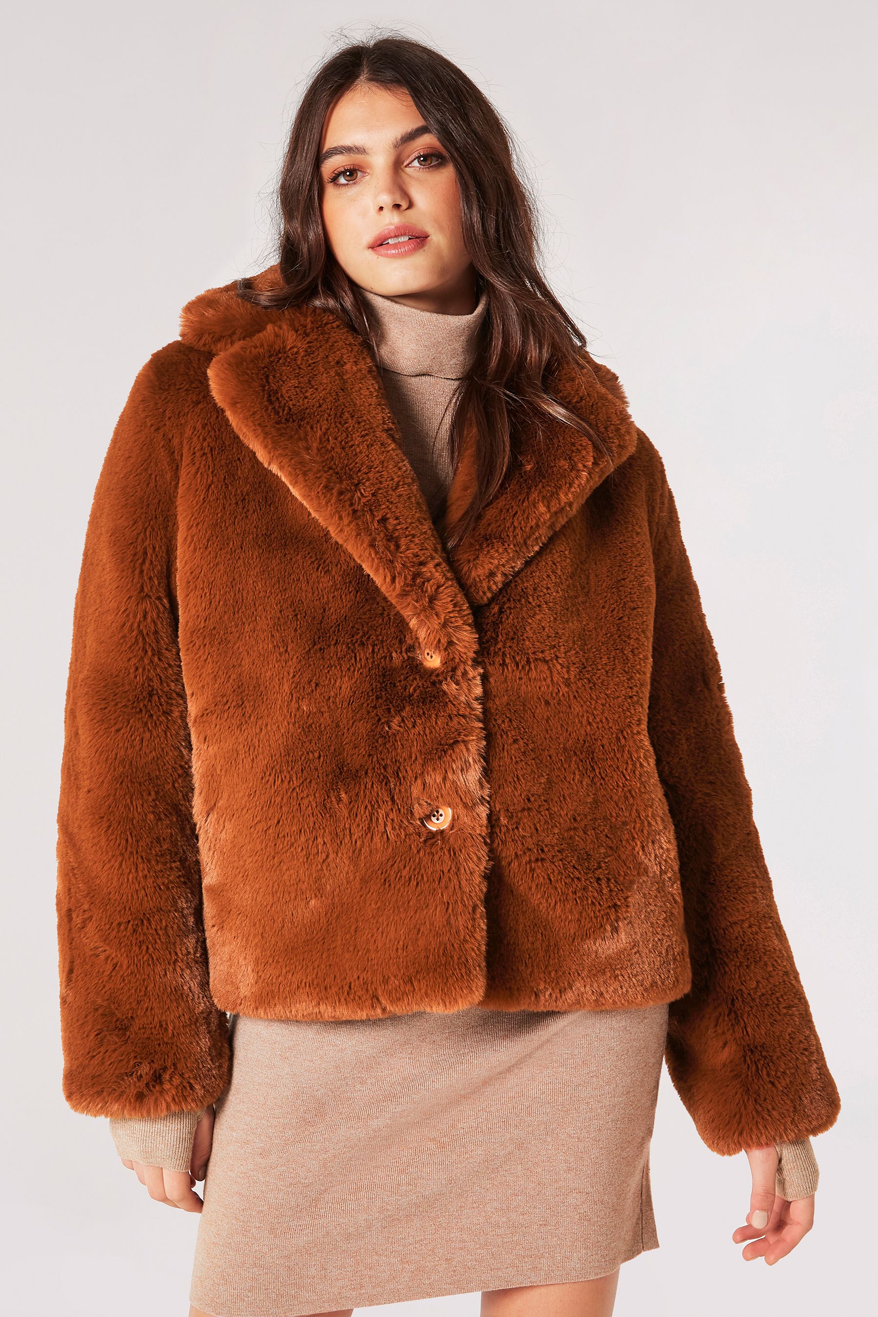 Apricot cheap fur coat