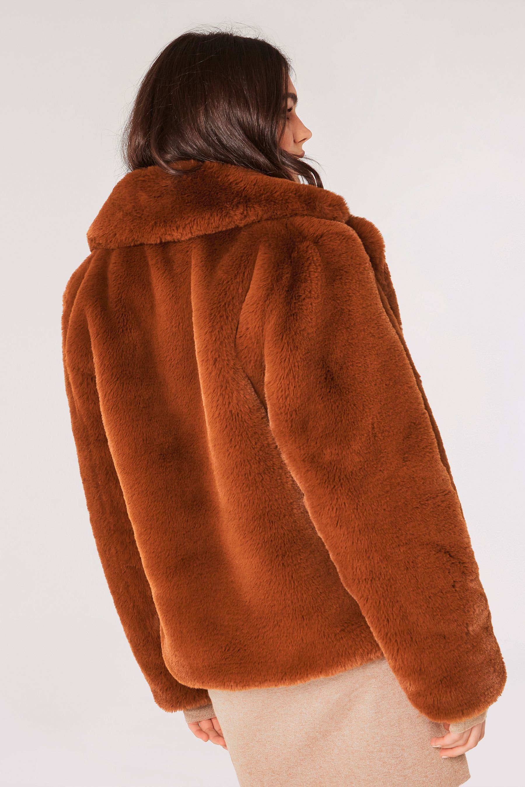 Orange faux fur coat cheap
