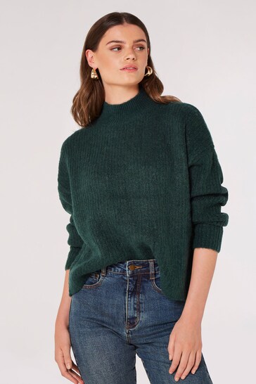 Buy Apricot Green Mock Neck Chunky Rib Jumper from the Next UK online shop