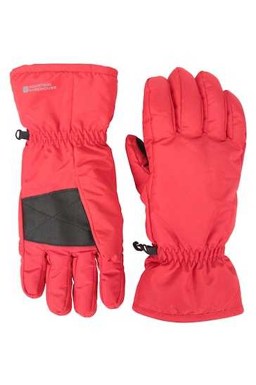 Mountain Warehouse Red Mens Fleece Lined Ski Gloves