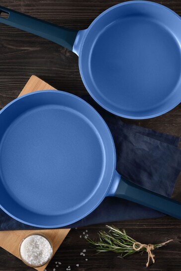 Bergner Set of 2 Blue Gastro Cast Aluminium Frying Pans