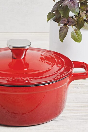Bergner Red Enamel Cast Iron 1.9L Casserole with Lid
