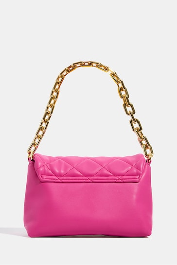 Skinnydip Farah Pink Studded Quilt Chain Shoulder Bag