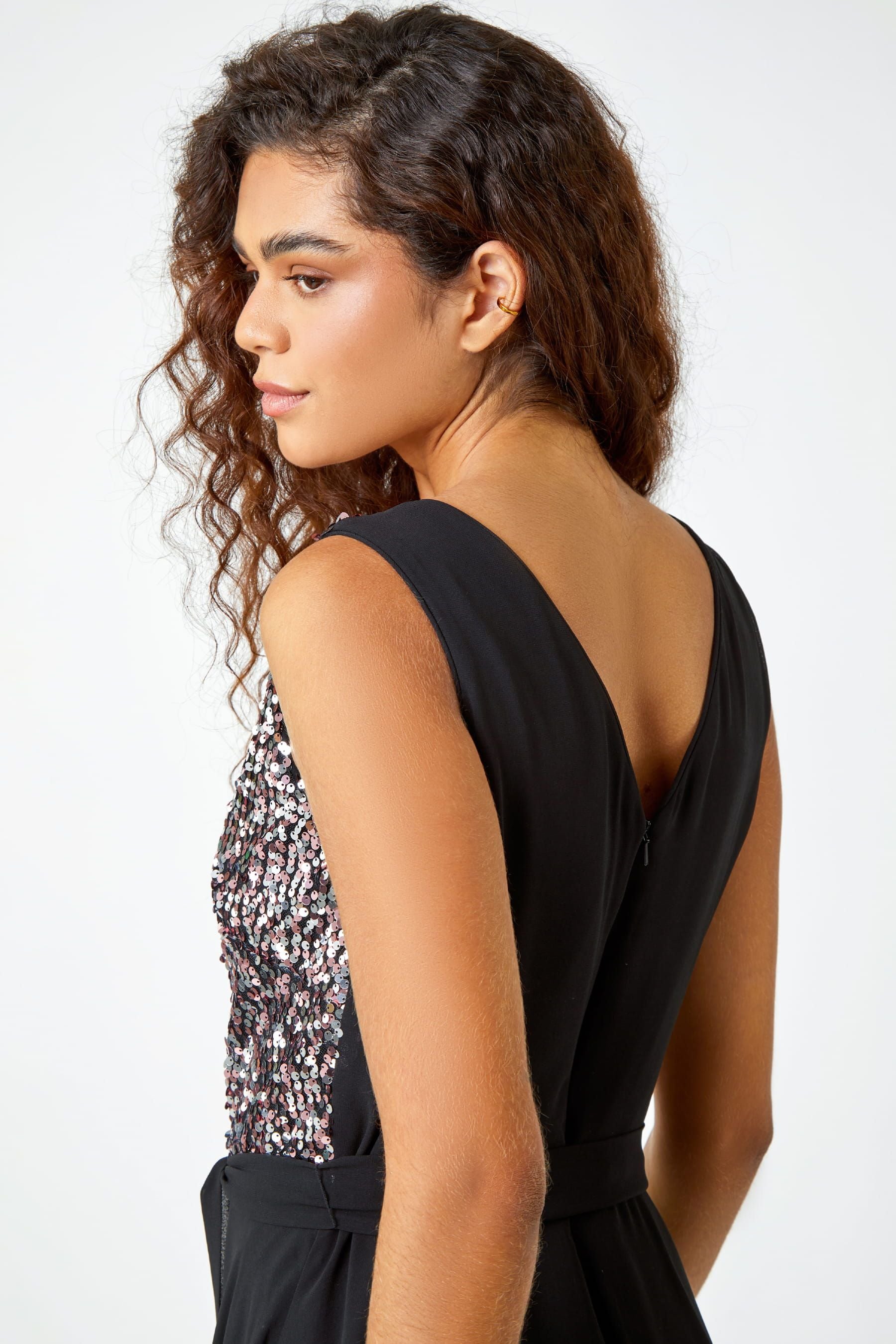 Fit and flare sleeveless glitter dress store