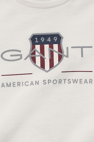 GANT White Kids Archive Shield T-Shirt