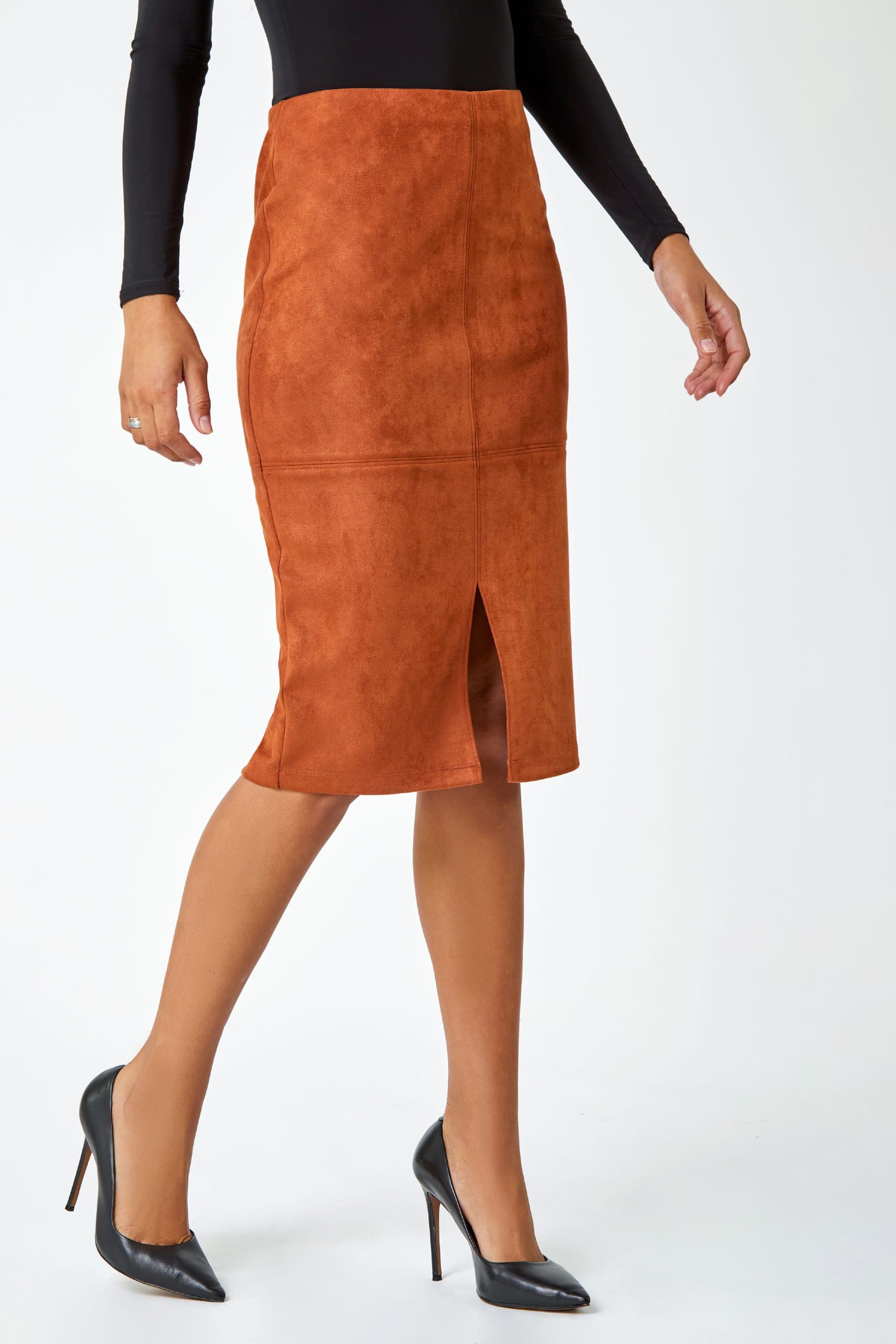Brown colour pencil skirt sale