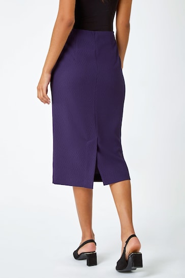 Roman Purple Textured Pencil Stretch Skirt