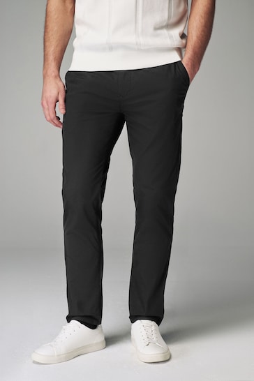 Black Slim Lightweight Stretch Chino Trousers