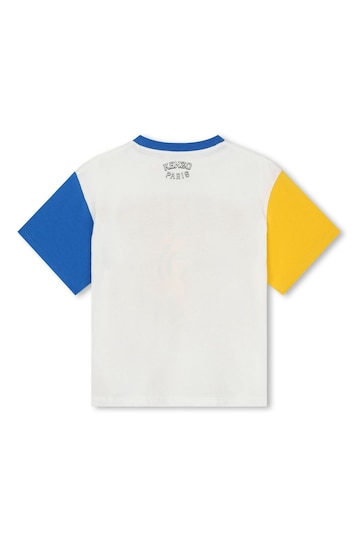 KENZO KIDS Cream Tiger Varsity Logo Colourblock Short Sleeve T-Shirt