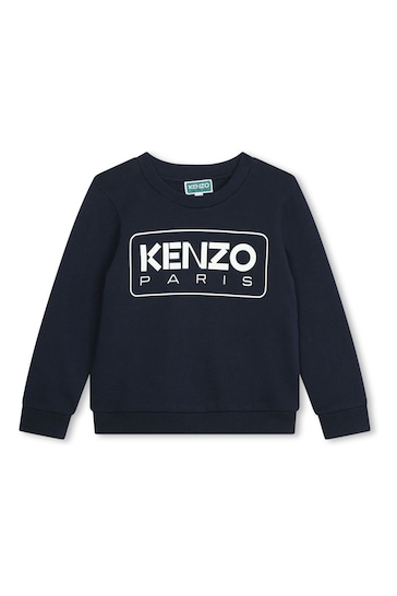KENZO KIDS Blue Paris Logo Crew Sweatshirt