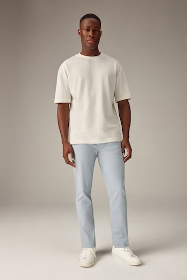 Light Blue Slim Fit Stretch Chinos Trousers