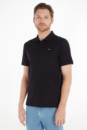 Calvin Klein Essential Smooth Cotton Slim Black Polo Shirt