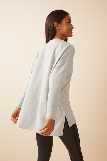 Friends Like These Grey Petite Soft Jersey V Neck Long Sleeve Tunic Top